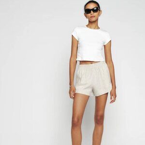 Reformation Mila Linen Short, Oatmeal, Size XS